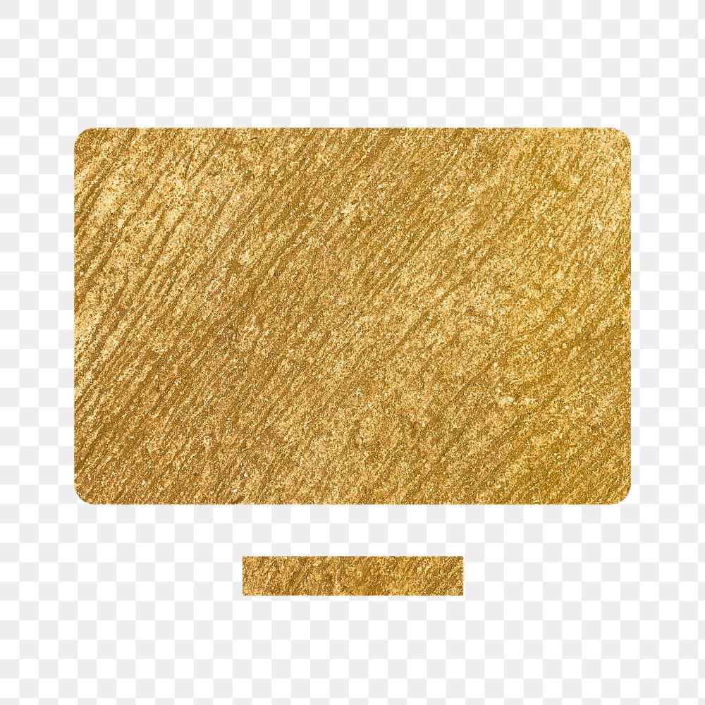 Computer screen png icon sticker, gold illustration on transparent background