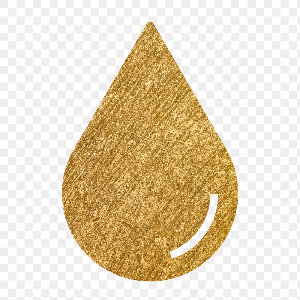 Water drop, environment png icon sticker, gold illustration on transparent background