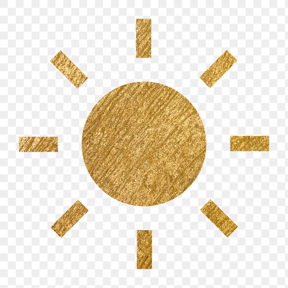 Sun, weather png icon sticker, gold illustration, transparent background