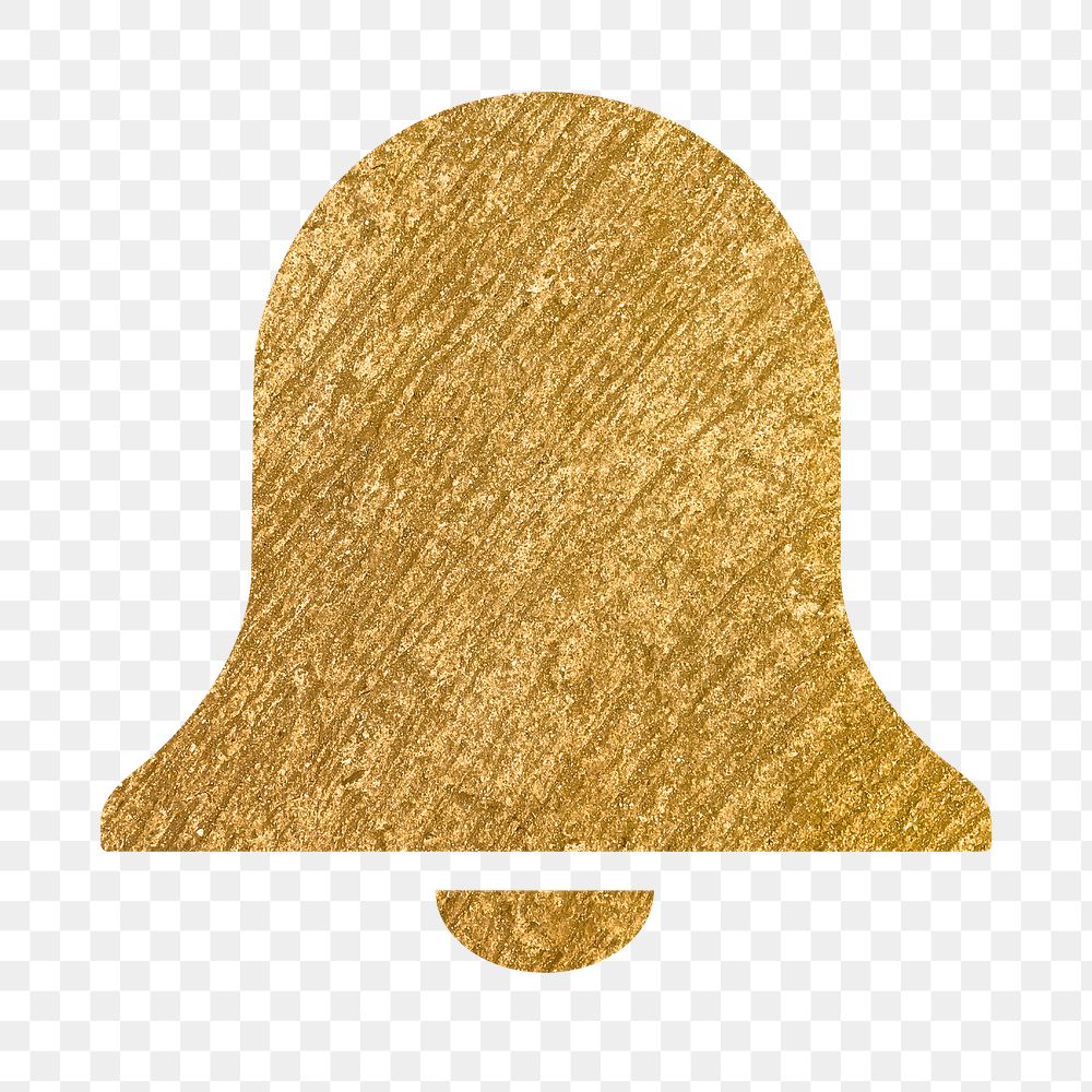 Bell, notification png icon sticker, gold illustration on transparent background