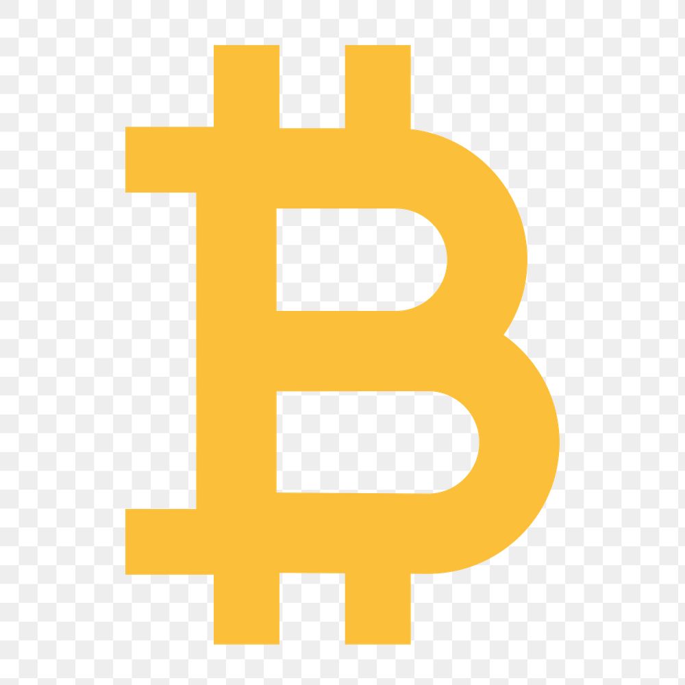 Bitcoin cryptocurrency png icon sticker, flat graphic on transparent background