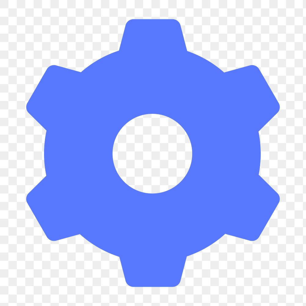 Cog, settings png icon sticker, flat graphic on transparent background