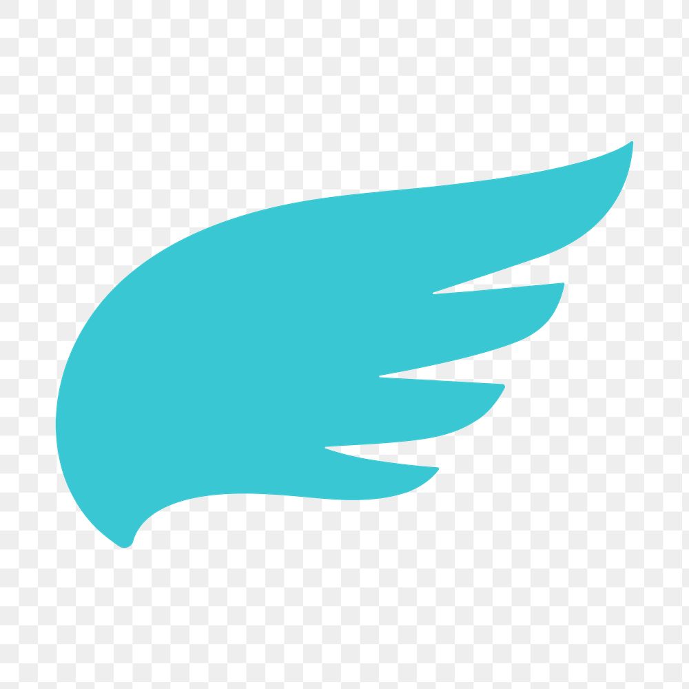 Blue wing png icon sticker, flat graphic on transparent background