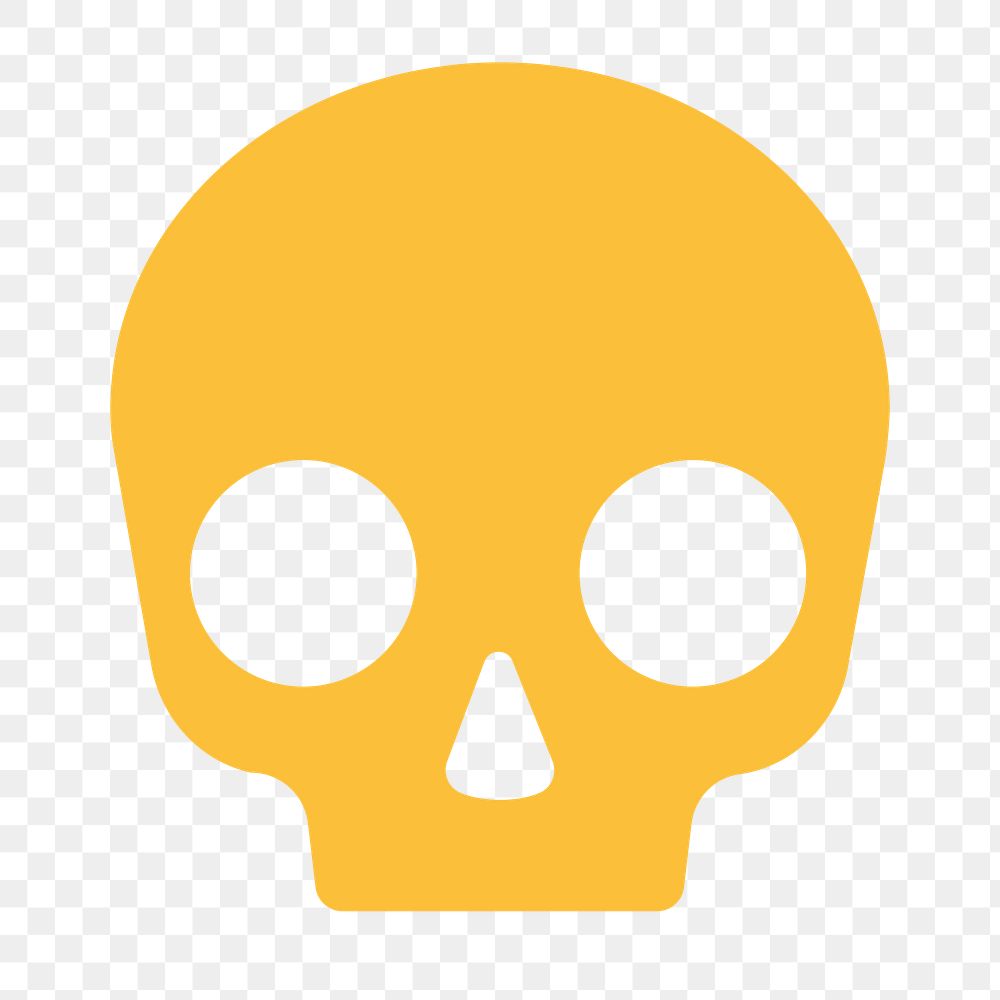 Human skull png icon sticker, flat graphic on transparent background