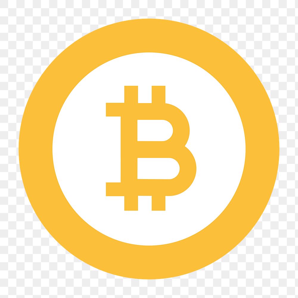 Bitcoin cryptocurrency png icon sticker, flat graphic on transparent background