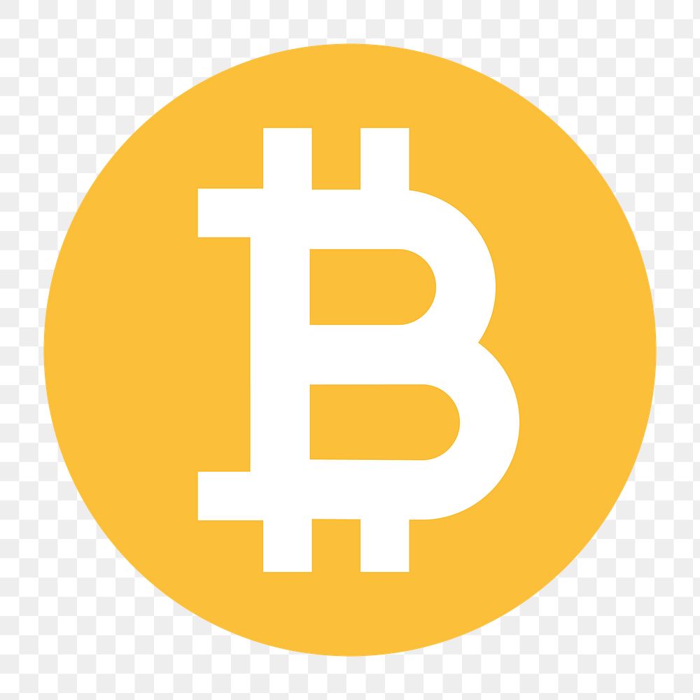 Bitcoin cryptocurrency png icon sticker, flat graphic on transparent background