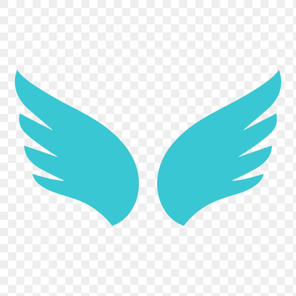 Blue wings png icon sticker, flat graphic on transparent background