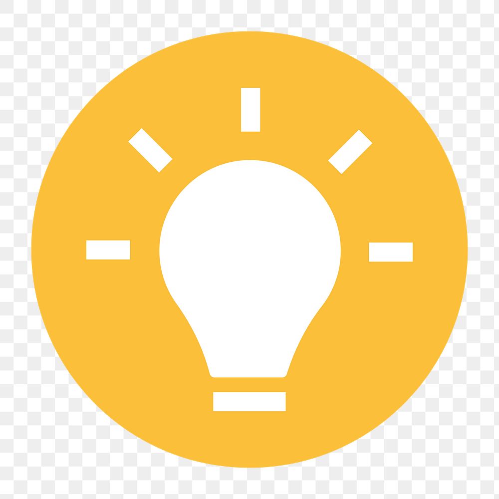 Light bulb png icon sticker, flat graphic on transparent background