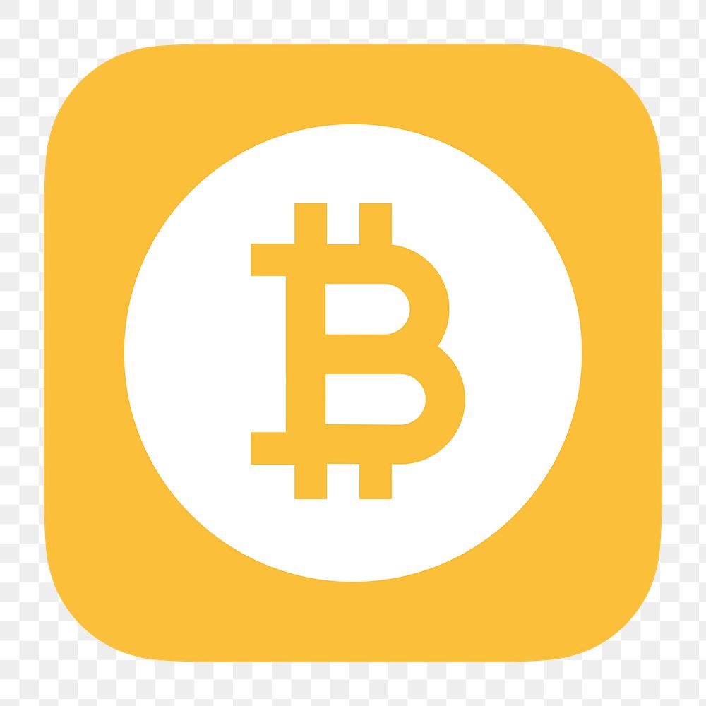 Bitcoin cryptocurrency png icon sticker, flat graphic on transparent background