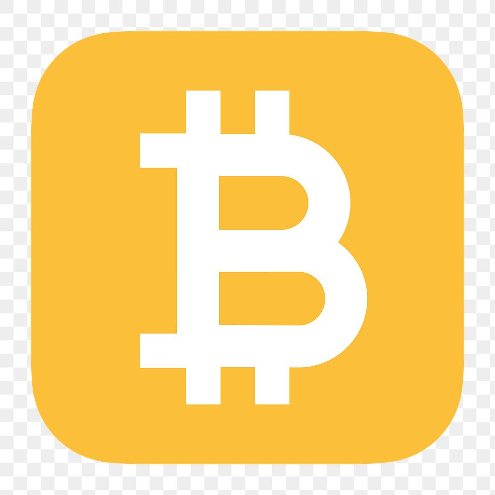 Bitcoin cryptocurrency png icon sticker, flat graphic on transparent background