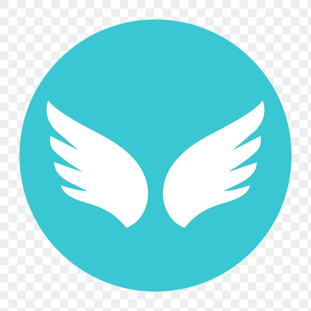 Blue wings png icon sticker, flat graphic on transparent background