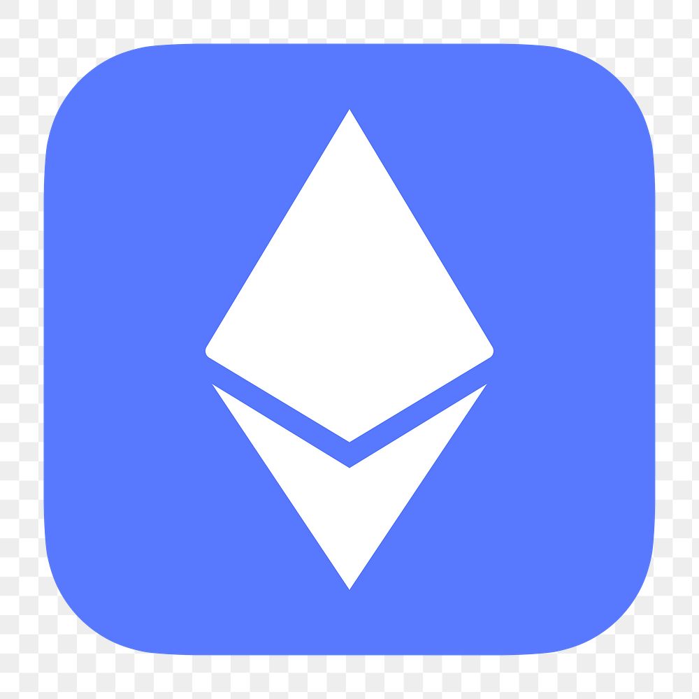 Ethereum cryptocurrency png icon sticker, flat graphic on transparent background