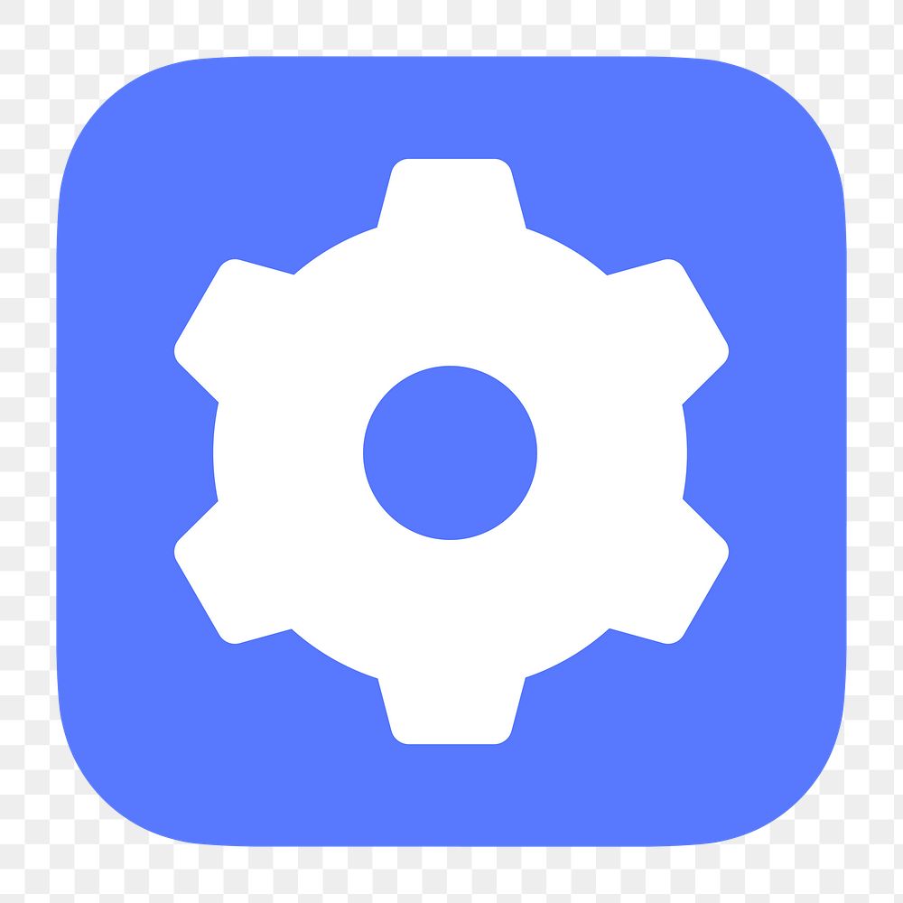 Cog, settings png icon sticker, flat graphic on transparent background