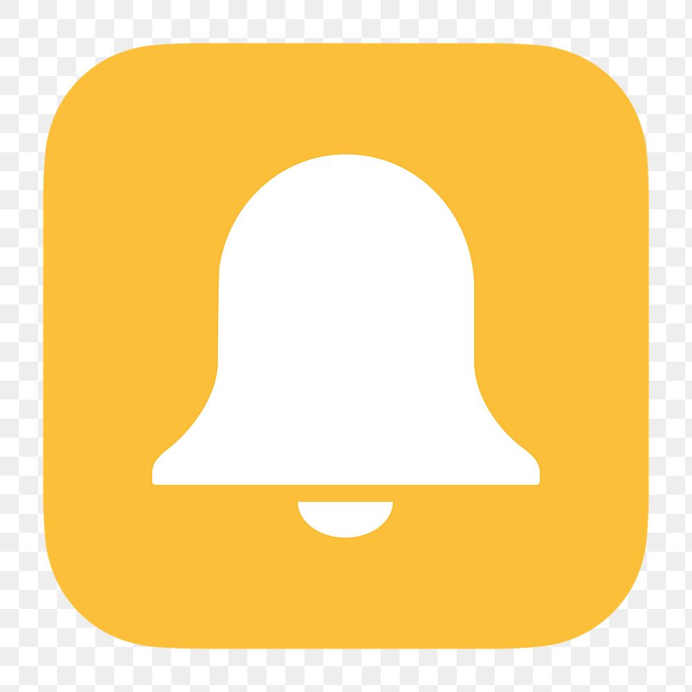 Bell, notification png icon sticker, flat graphic on transparent background