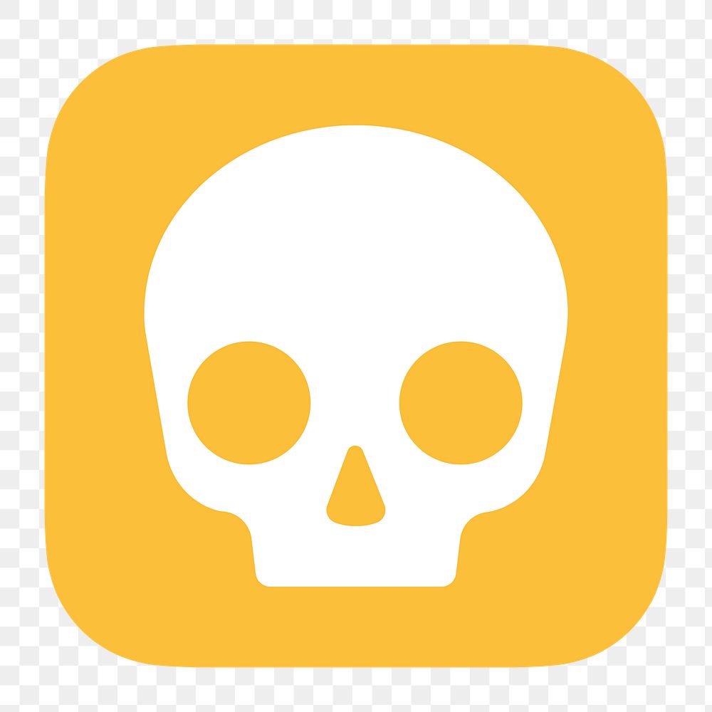 Human skull png icon sticker, flat graphic on transparent background