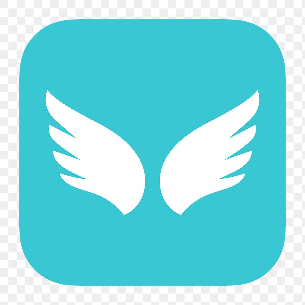 Blue wings png icon sticker, flat graphic on transparent background