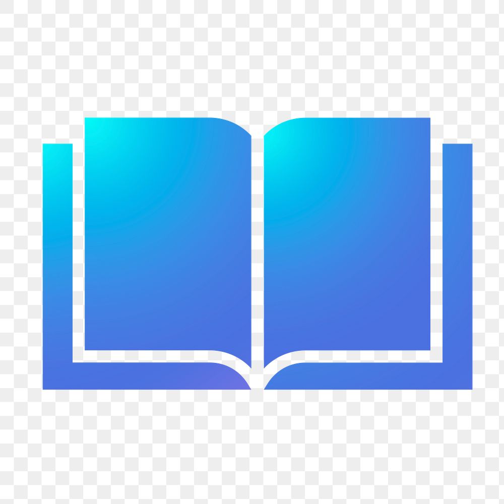 Open book, education png icon sticker, aesthetic gradient design on transparent background