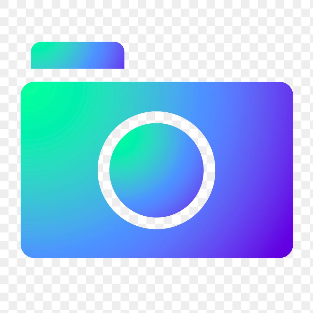Camera app png icon sticker, aesthetic gradient design on transparent background