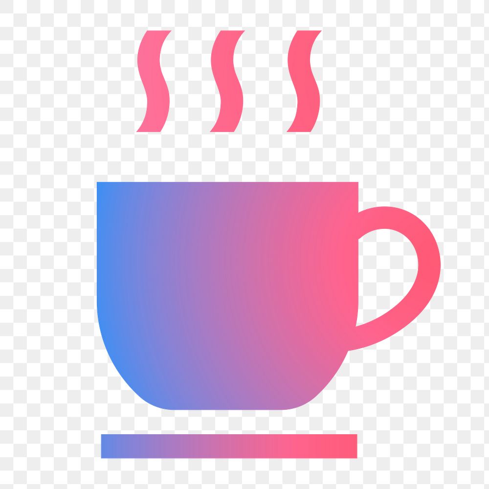 Coffee mug, cafe png icon sticker, aesthetic gradient design on transparent background