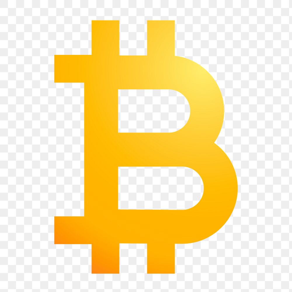 Bitcoin cryptocurrency png icon sticker, aesthetic gradient design on transparent background