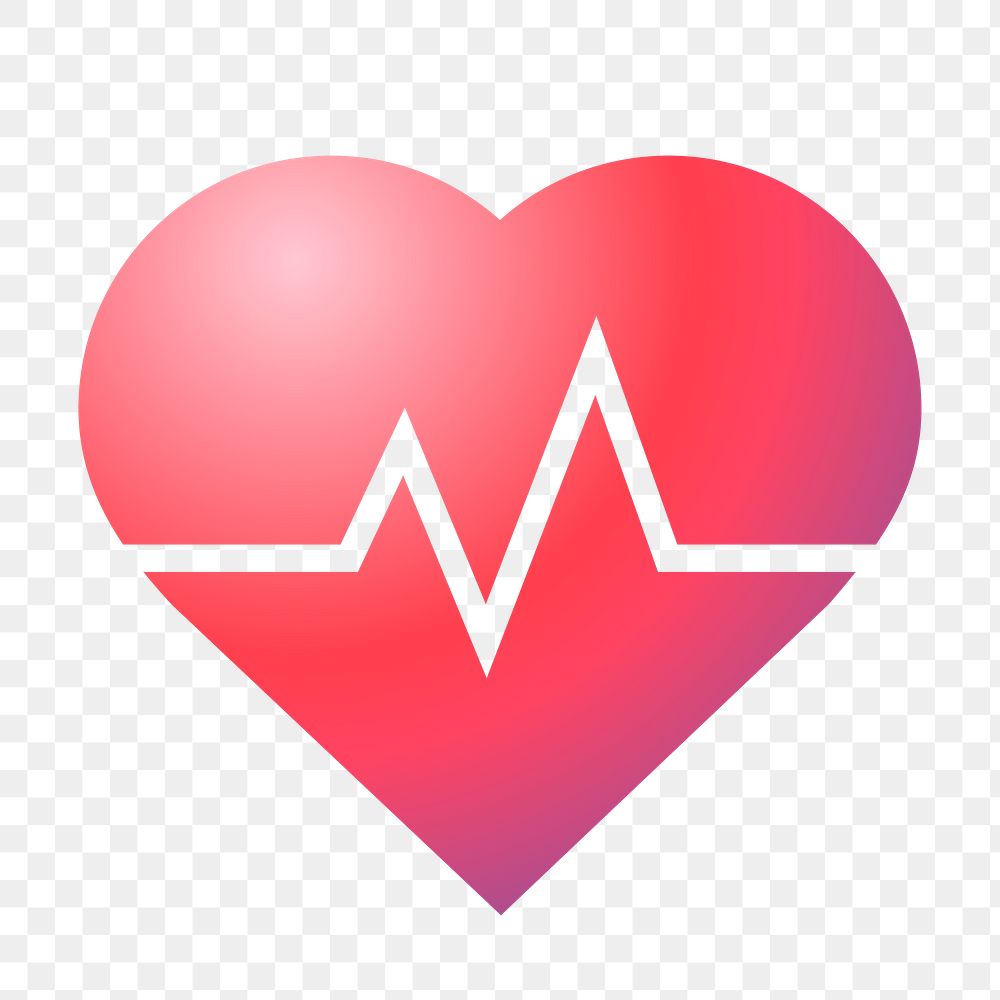 Heartbeat, health png icon sticker, aesthetic gradient design on transparent background
