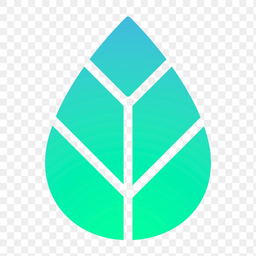 Leaf, environment png icon sticker, aesthetic gradient design on transparent background