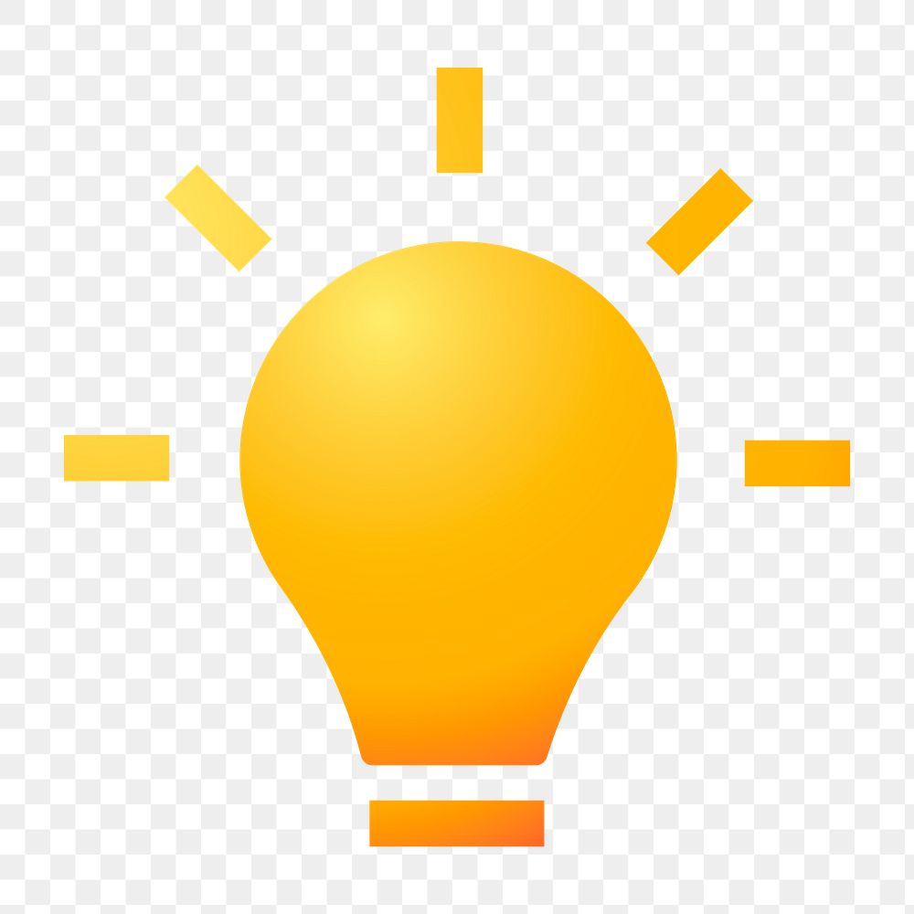 Light bulb png icon sticker, aesthetic gradient design on transparent background