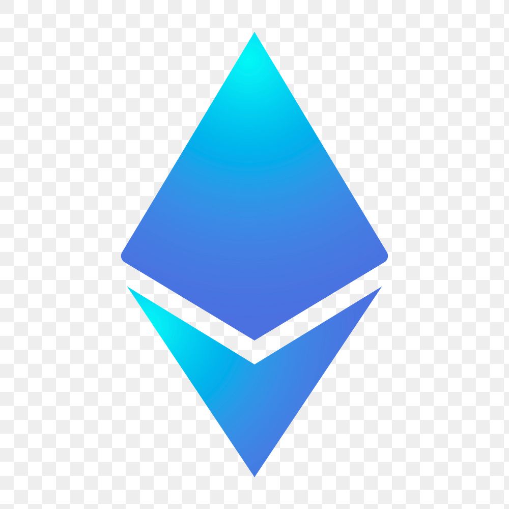 Ethereum cryptocurrency png icon sticker, aesthetic gradient design on transparent background
