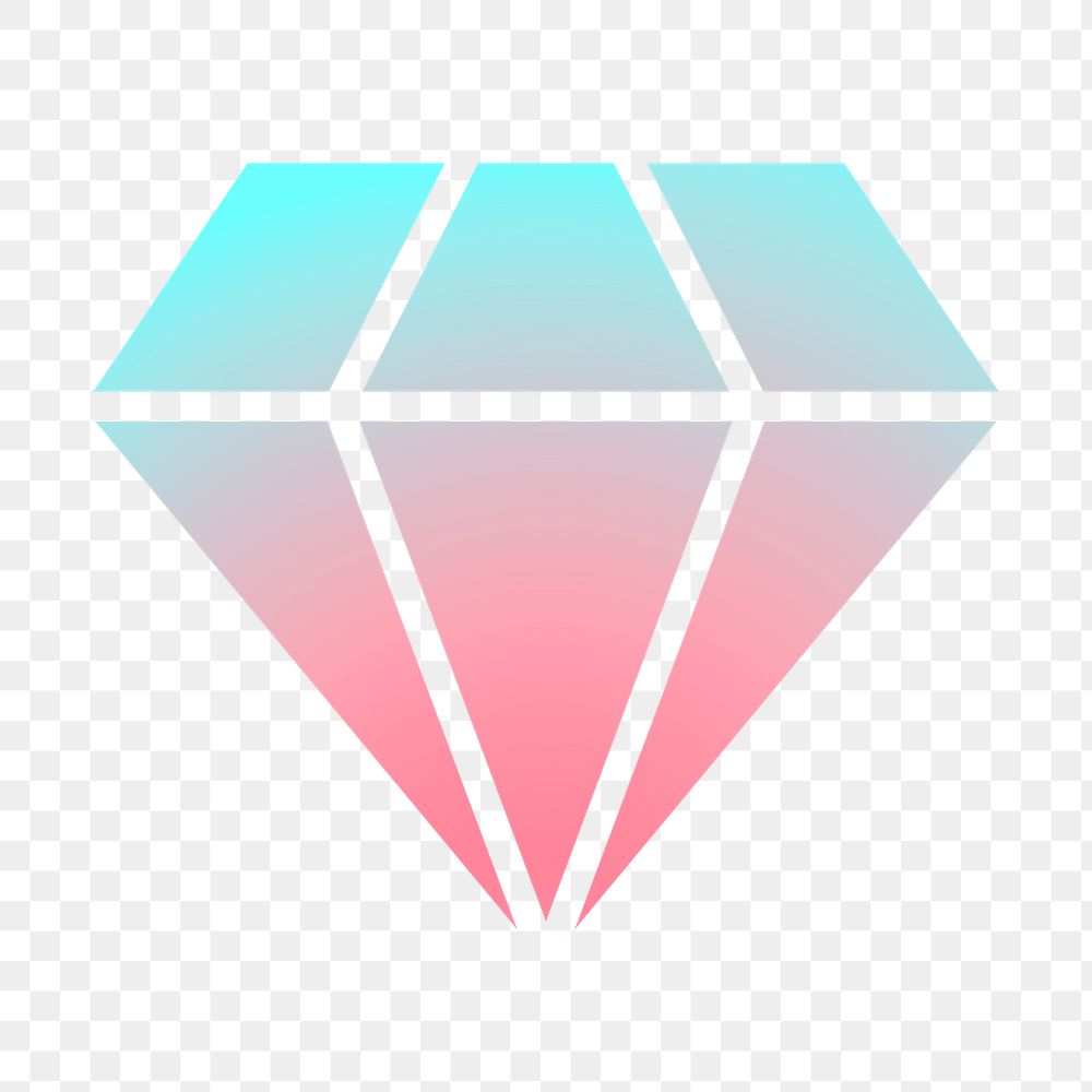 Diamond shape png icon sticker, aesthetic gradient design on transparent background