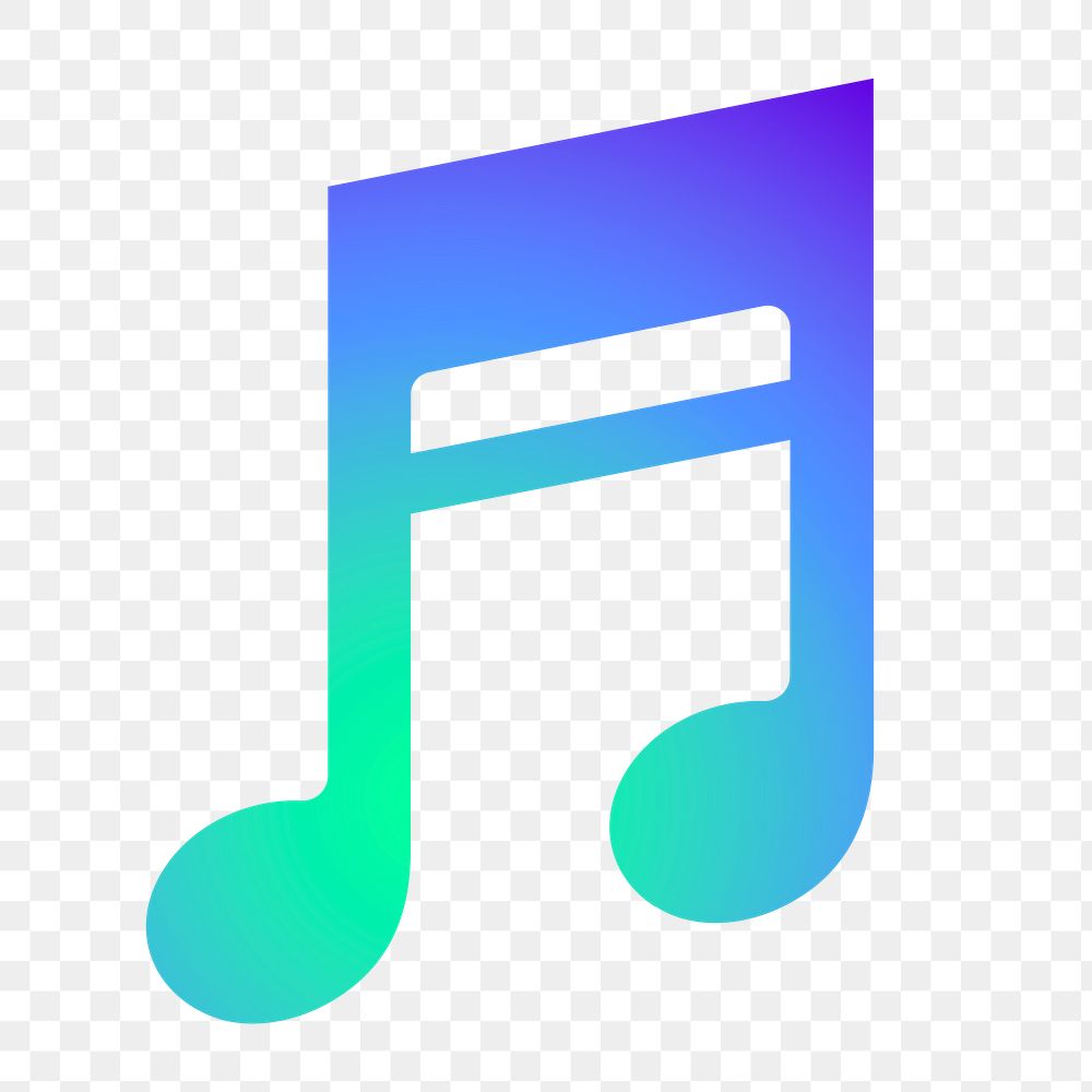 Music note app png icon sticker, aesthetic gradient design on transparent background