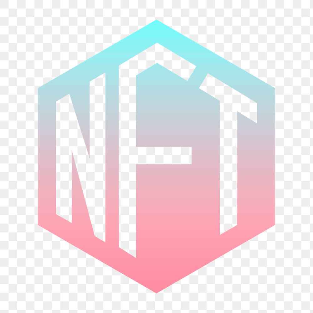 NFT cryptocurrency png icon sticker, aesthetic gradient design on transparent background