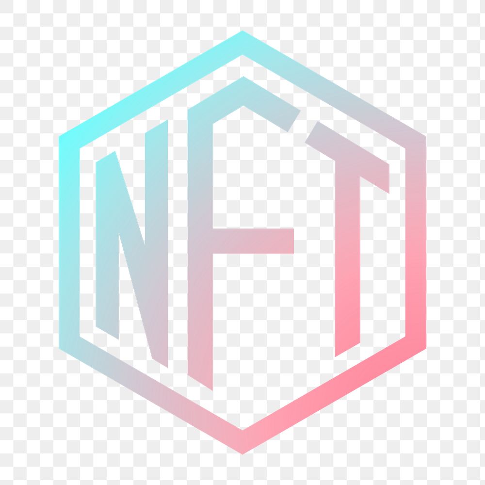 NFT cryptocurrency png icon sticker, aesthetic gradient design on transparent background