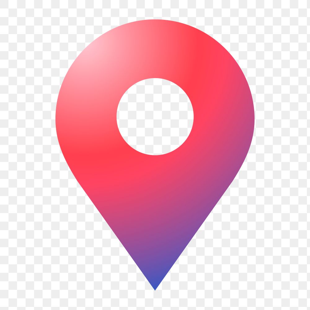 Location pin png icon sticker, aesthetic gradient design on transparent background