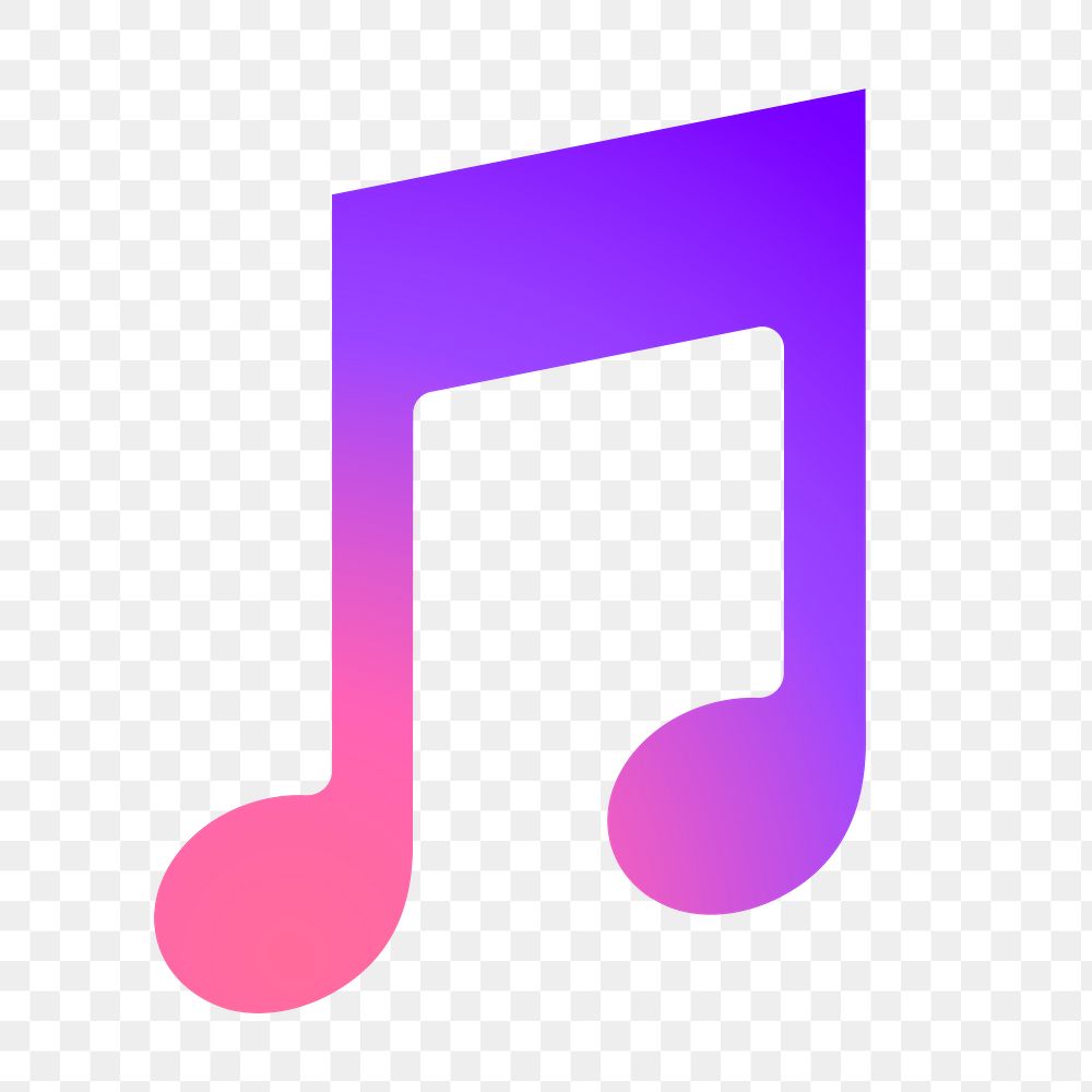 Music note app png icon sticker, aesthetic gradient design on transparent background
