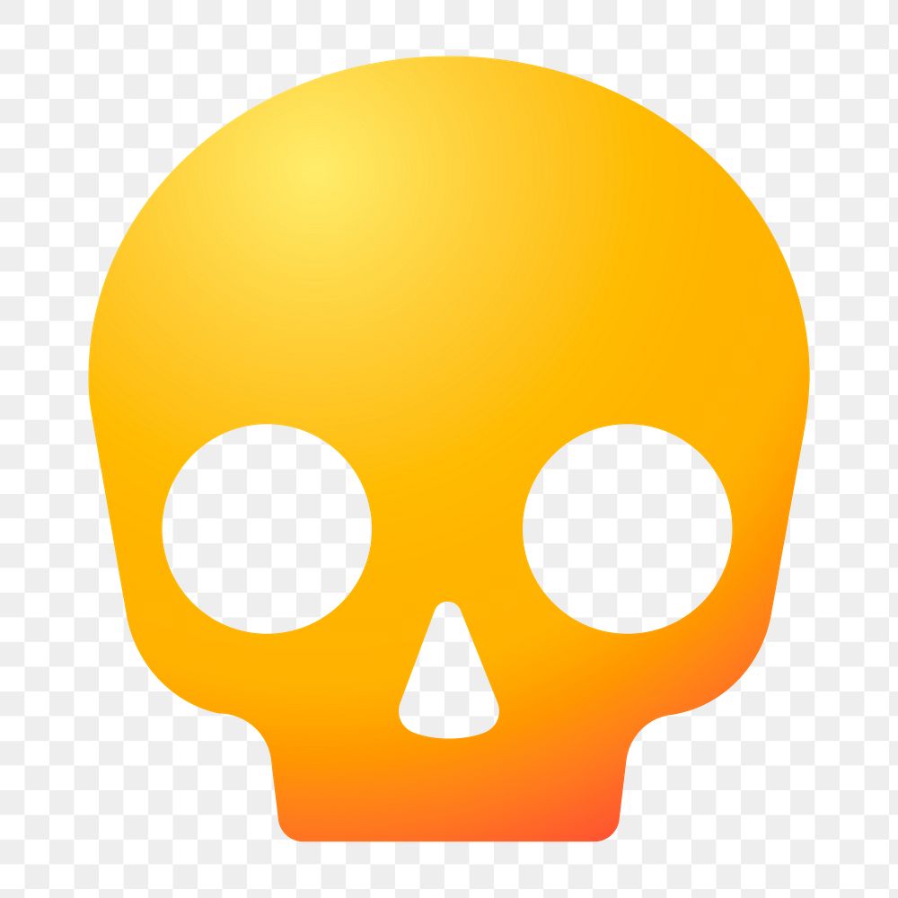 Human skull png icon sticker, aesthetic gradient design on transparent background