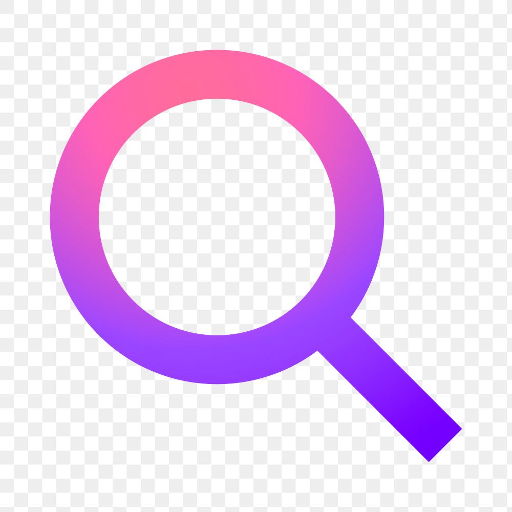 Magnifying glass, search png icon sticker, aesthetic gradient design on transparent background
