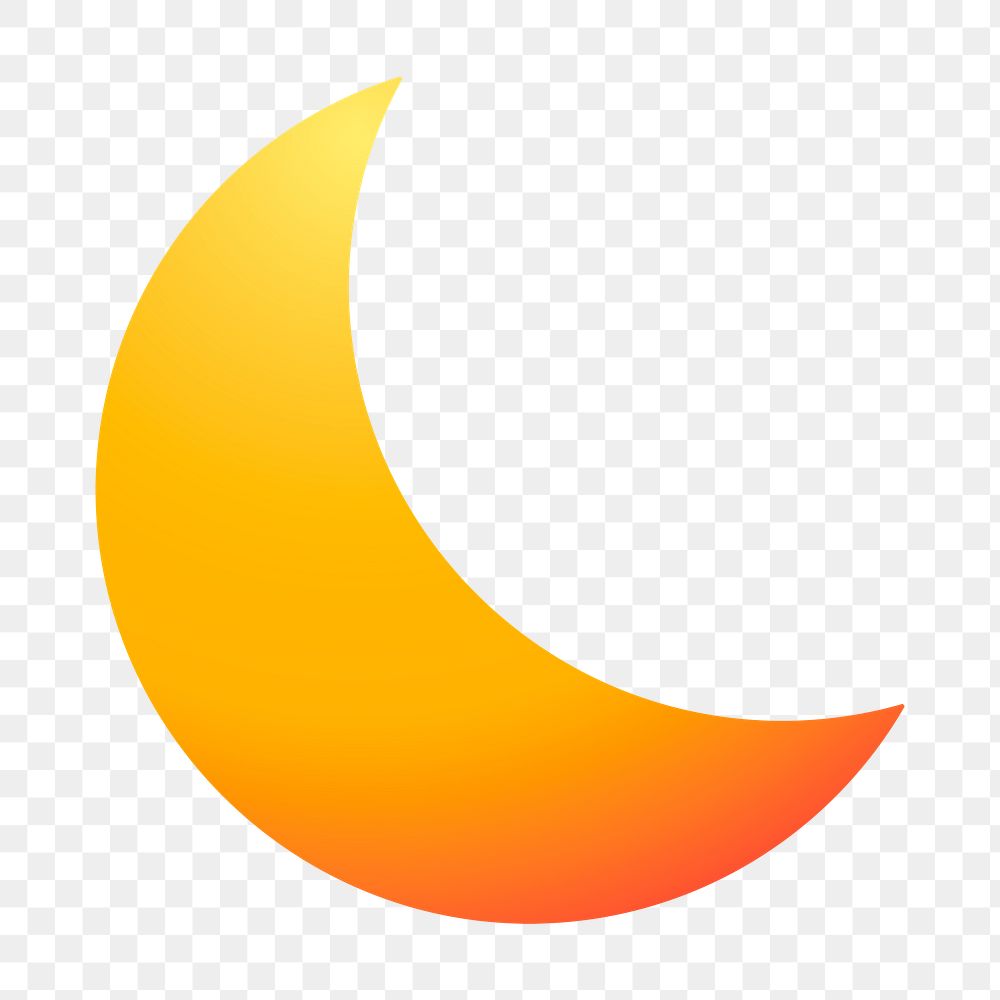 Crescent moon png icon sticker, aesthetic gradient design, transparent background