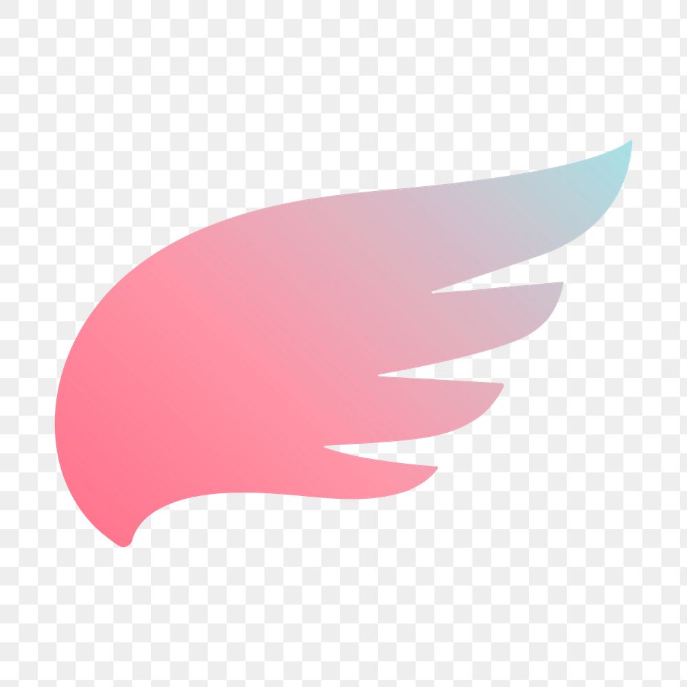 Pink wing png icon sticker, aesthetic gradient design on transparent background