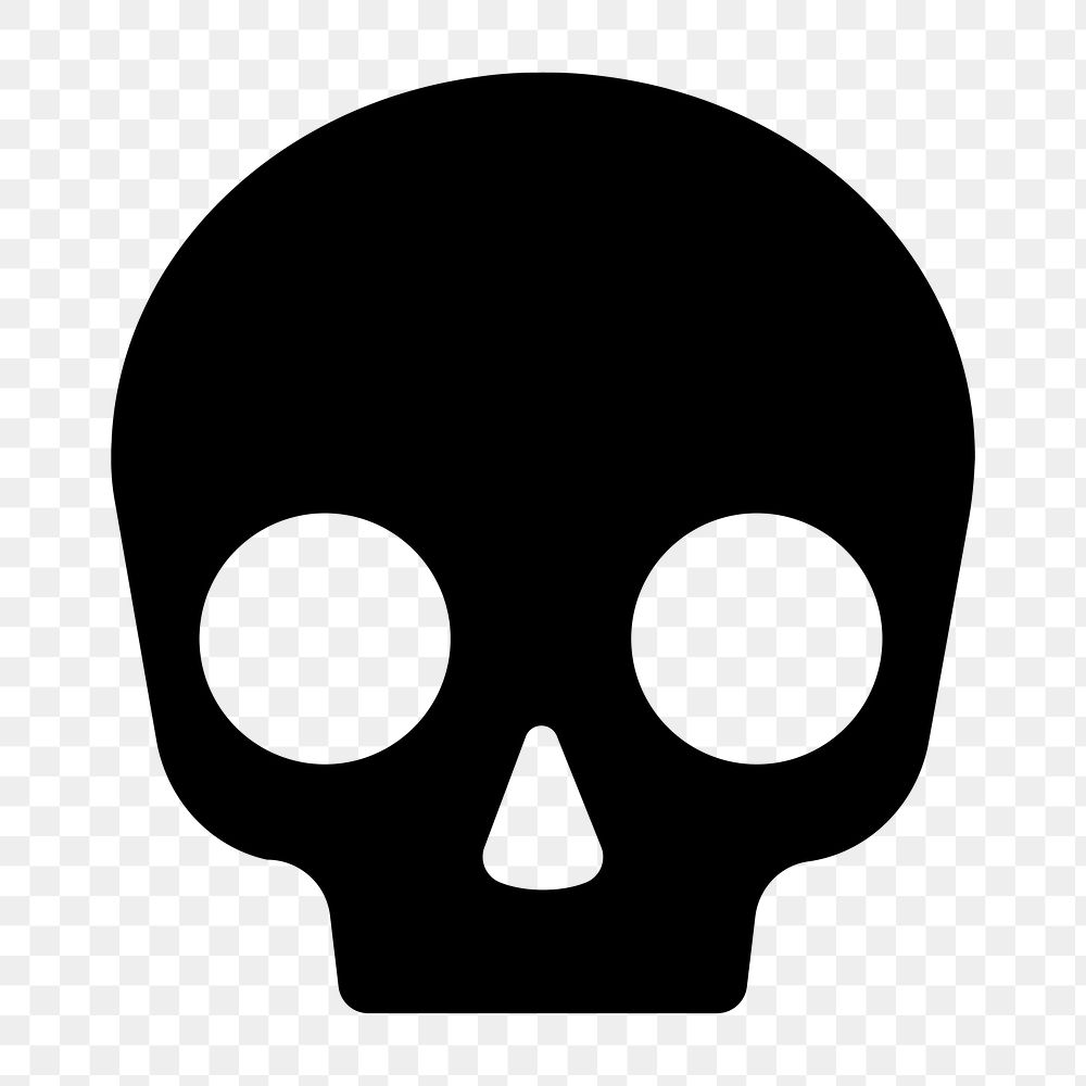 Human skull png icon sticker, flat graphic on transparent background