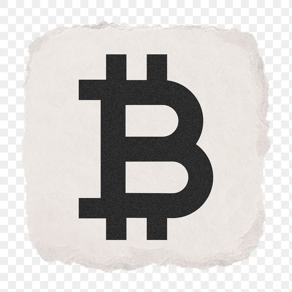 Bitcoin cryptocurrency png icon sticker, ripped paper design on transparent background