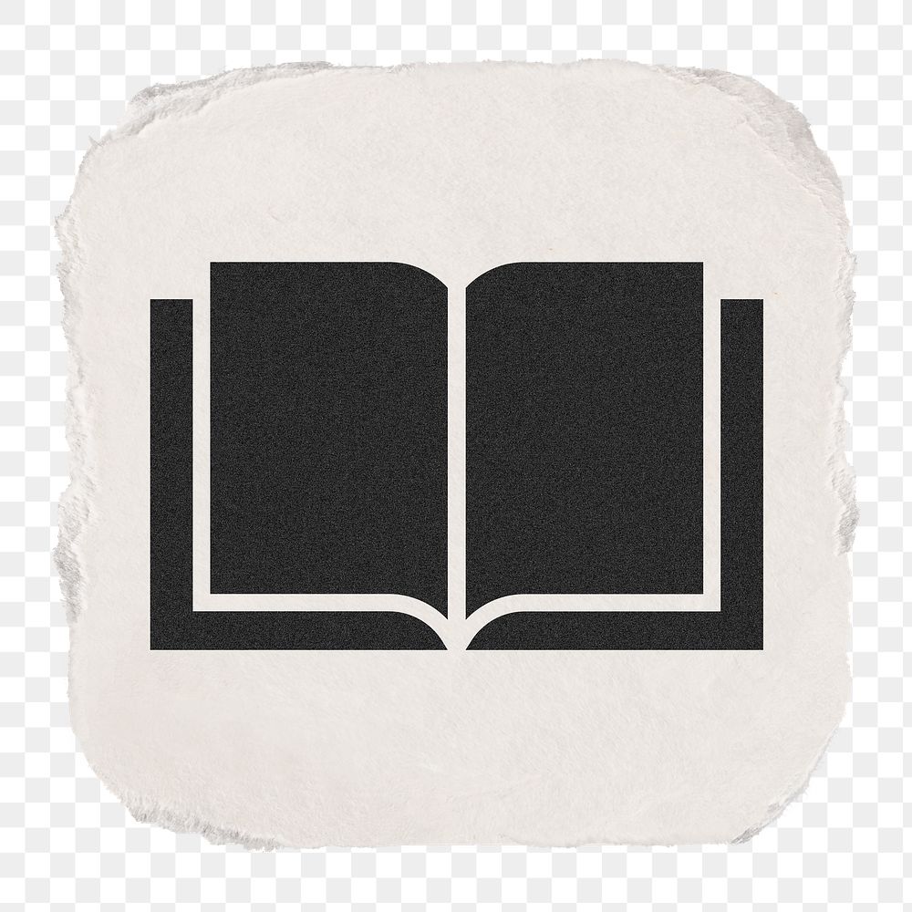 Open book, education png icon sticker, ripped paper design on transparent background