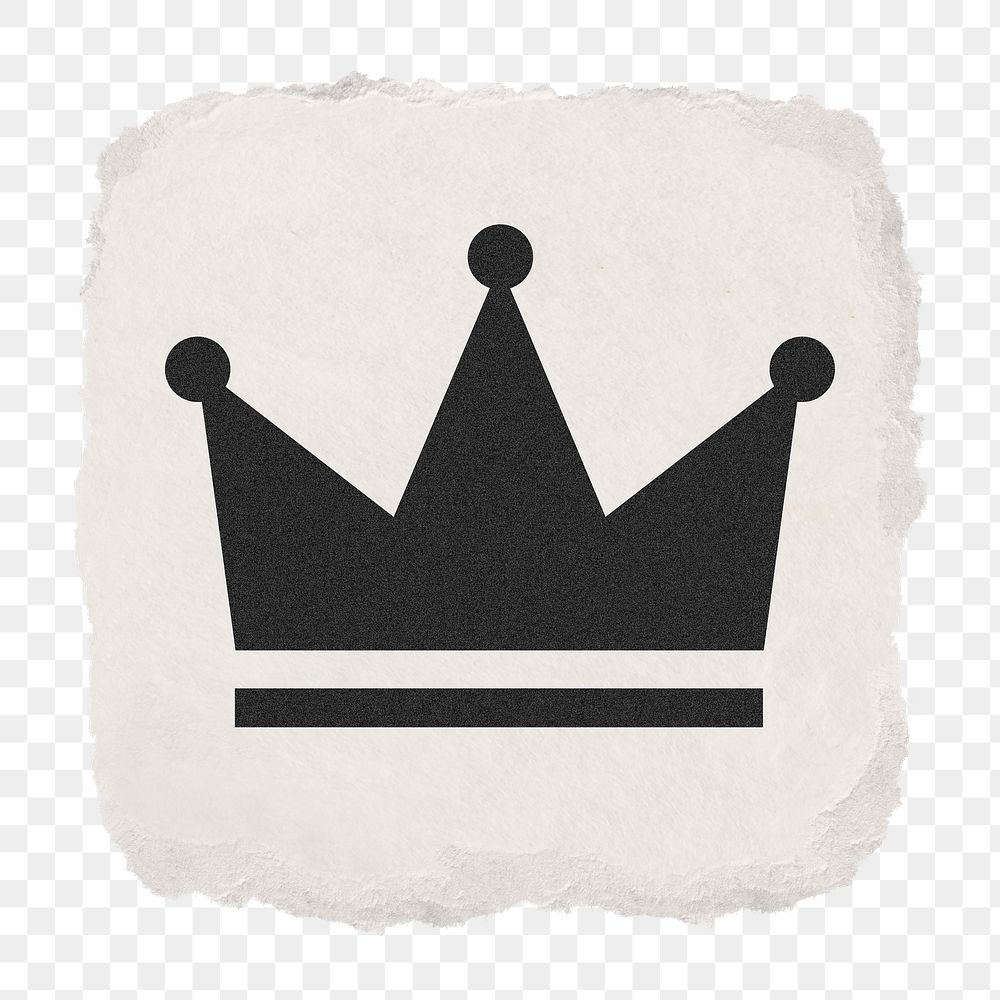 Crown ranking png icon sticker, ripped paper design on transparent background