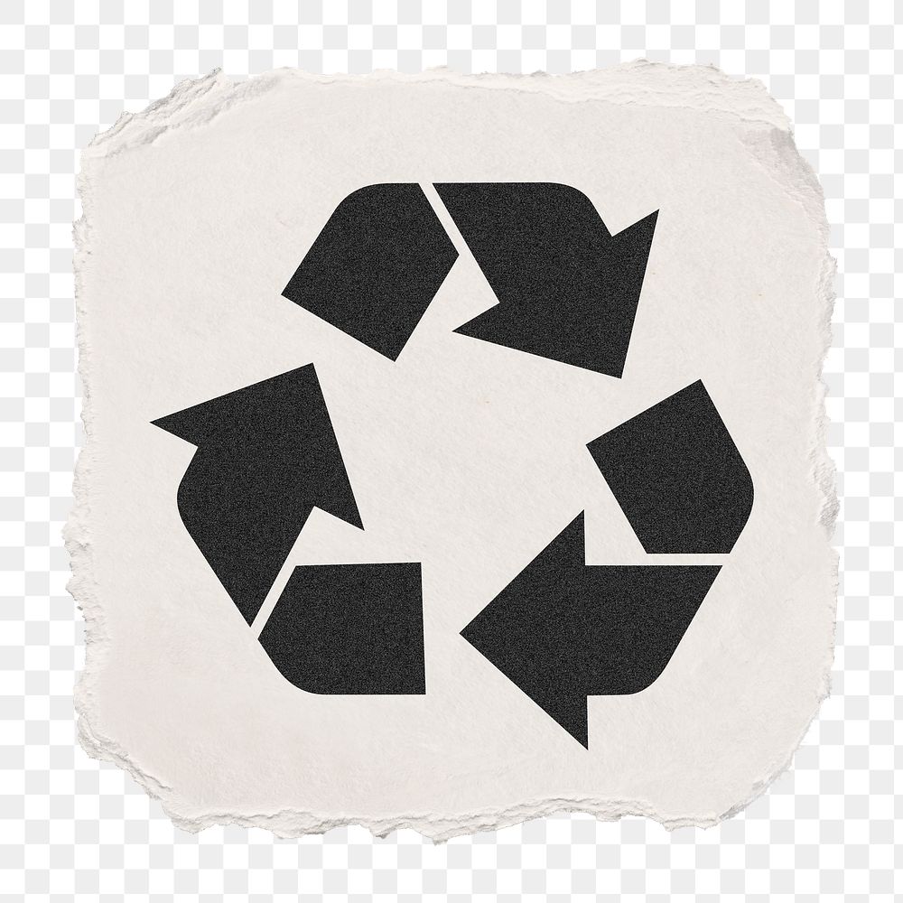 Recycle, environment png icon sticker, ripped paper design on transparent background