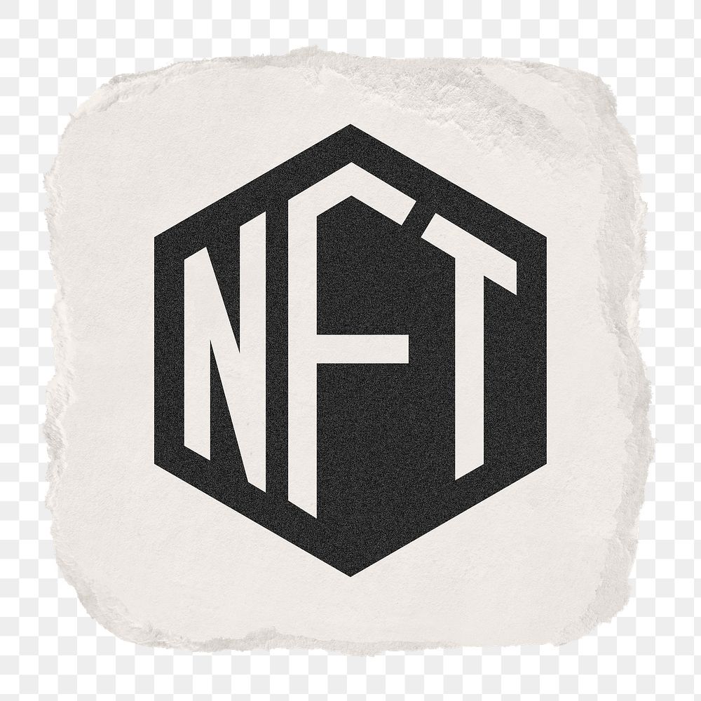 NFT cryptycurrency png icon sticker, ripped paper design on transparent background