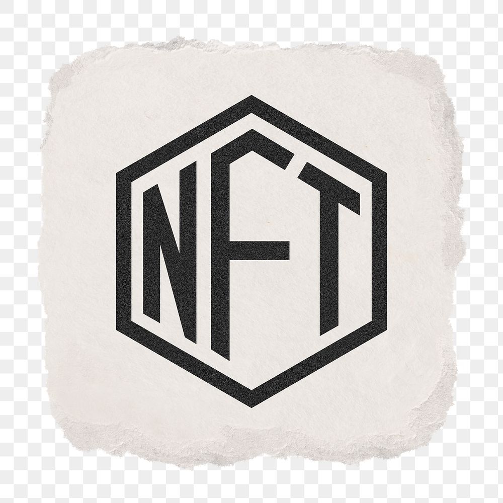 NFT cryptocurrency png icon sticker, ripped paper design on transparent background