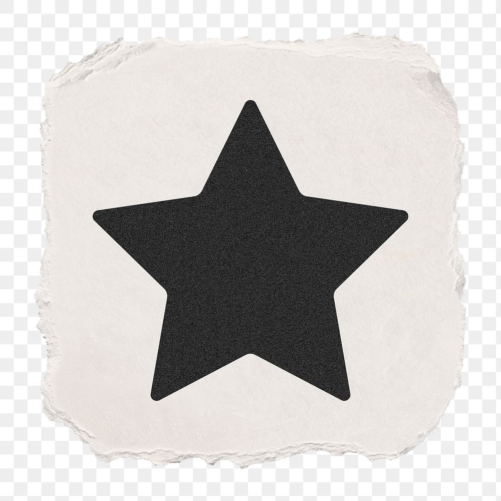 Star shape png icon sticker, ripped paper design, transparent background