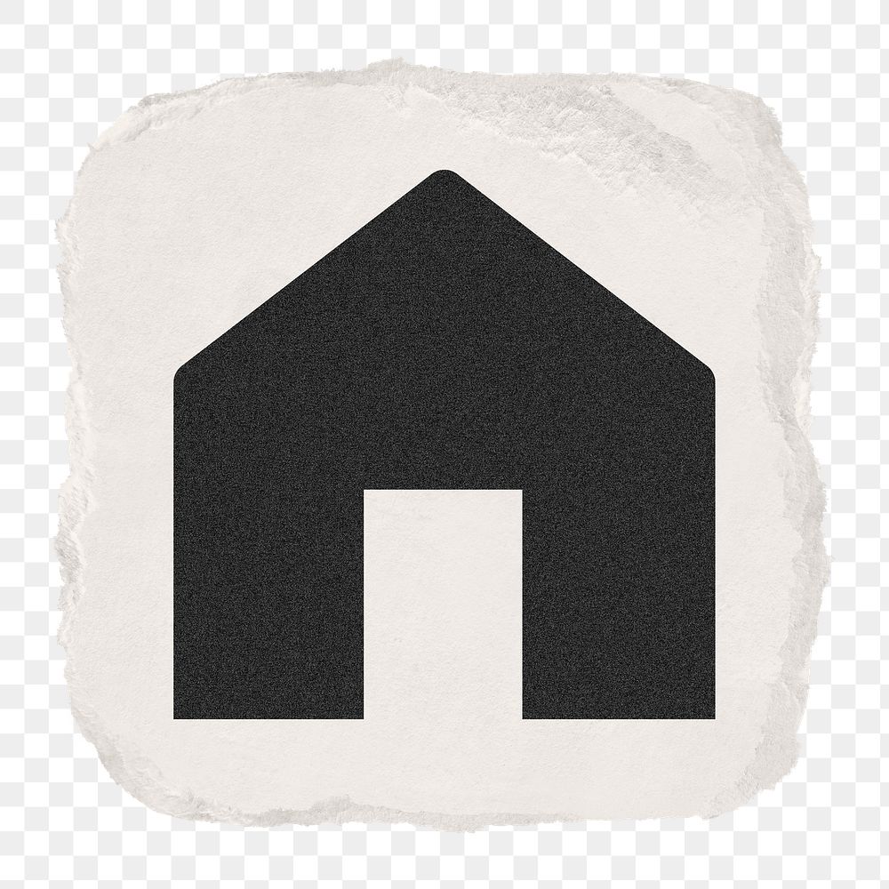Home png icon sticker, ripped paper design on transparent background