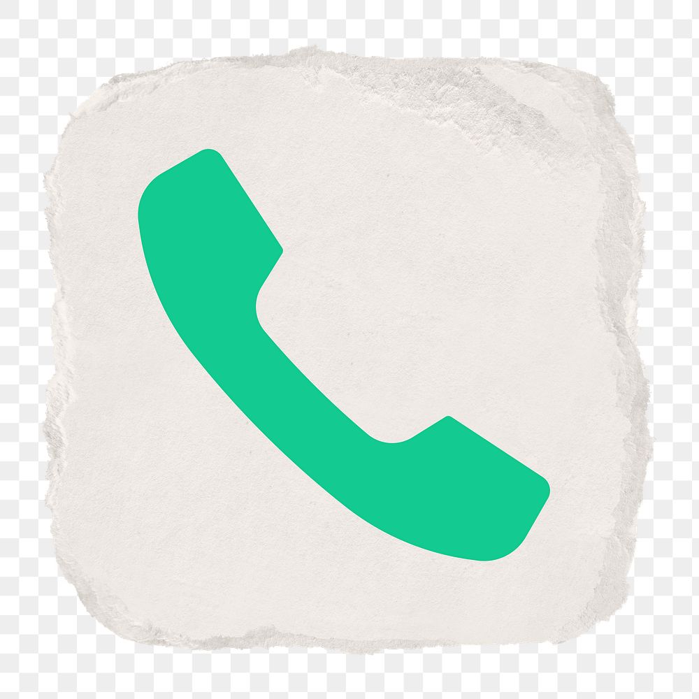 Phone call png app icon sticker, ripped paper design on transparent background