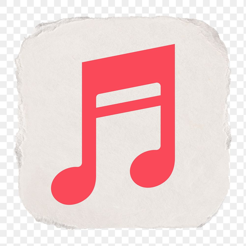 Music note app png icon sticker, ripped paper design on transparent background