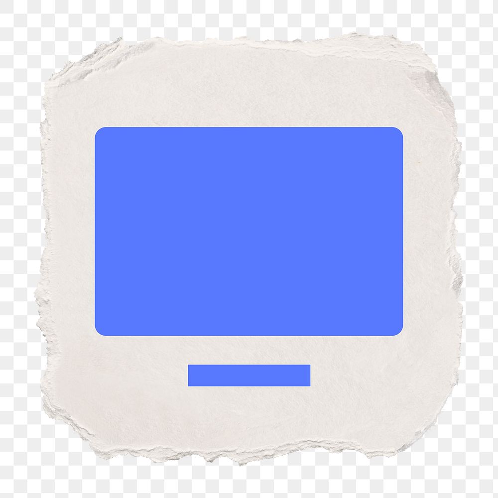 Computer screen png icon sticker, ripped paper design on transparent background